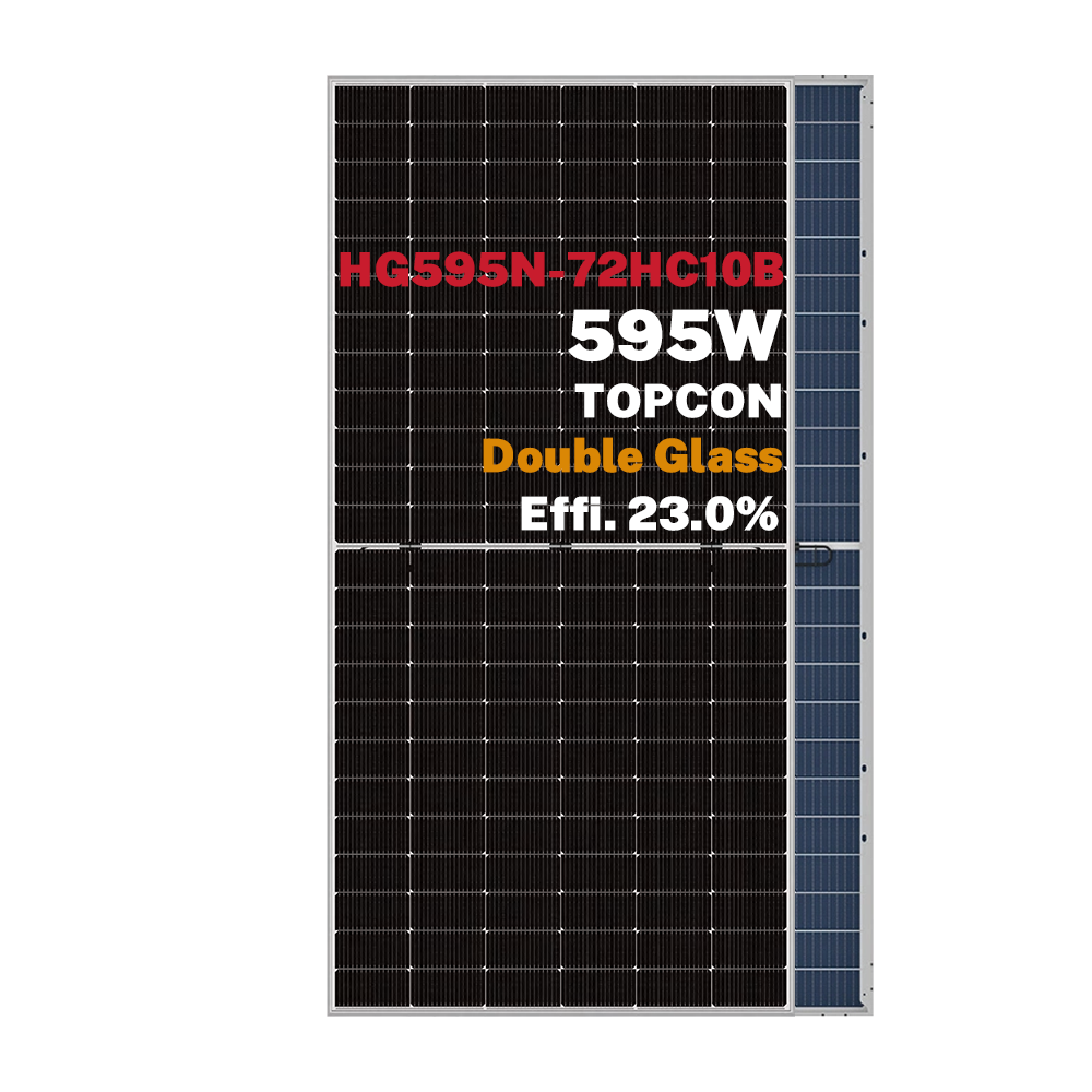 High Efficiency Topcon 575W 580W 590W 595W Bifacial Double Glass Half Cell Solar Panel